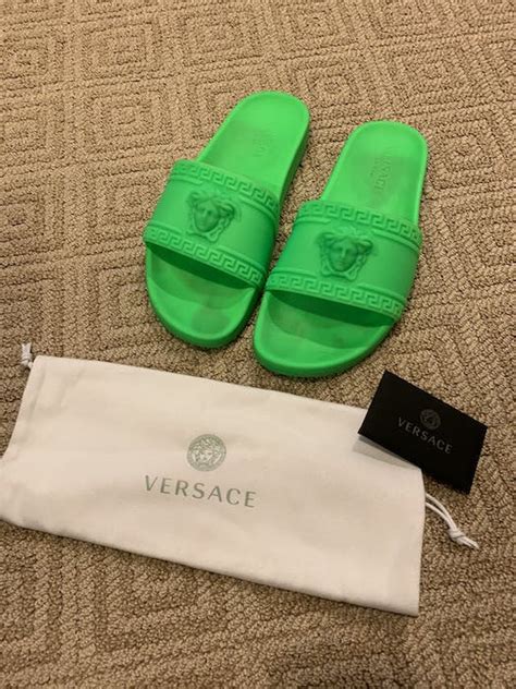 lime green versace slides|Versace slides.